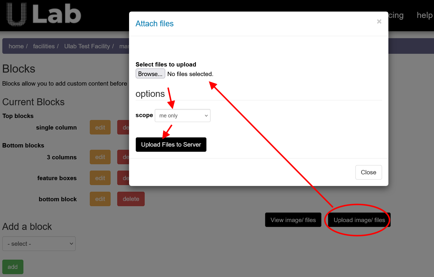 facility image upload